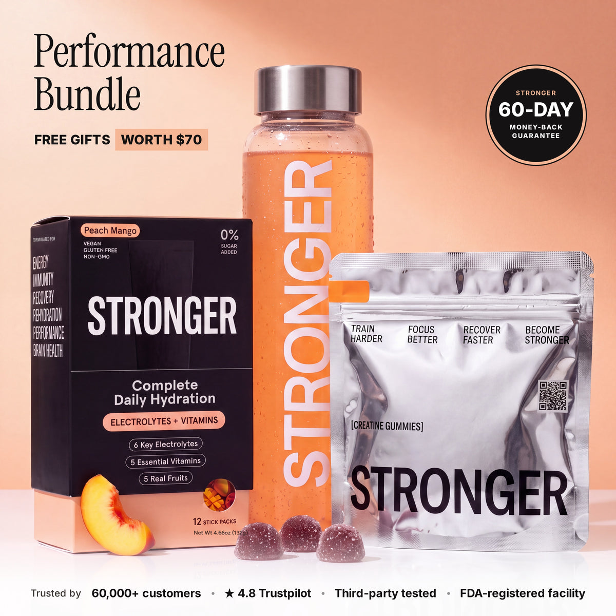 Performance Bundle with free bottle and creatine gummies