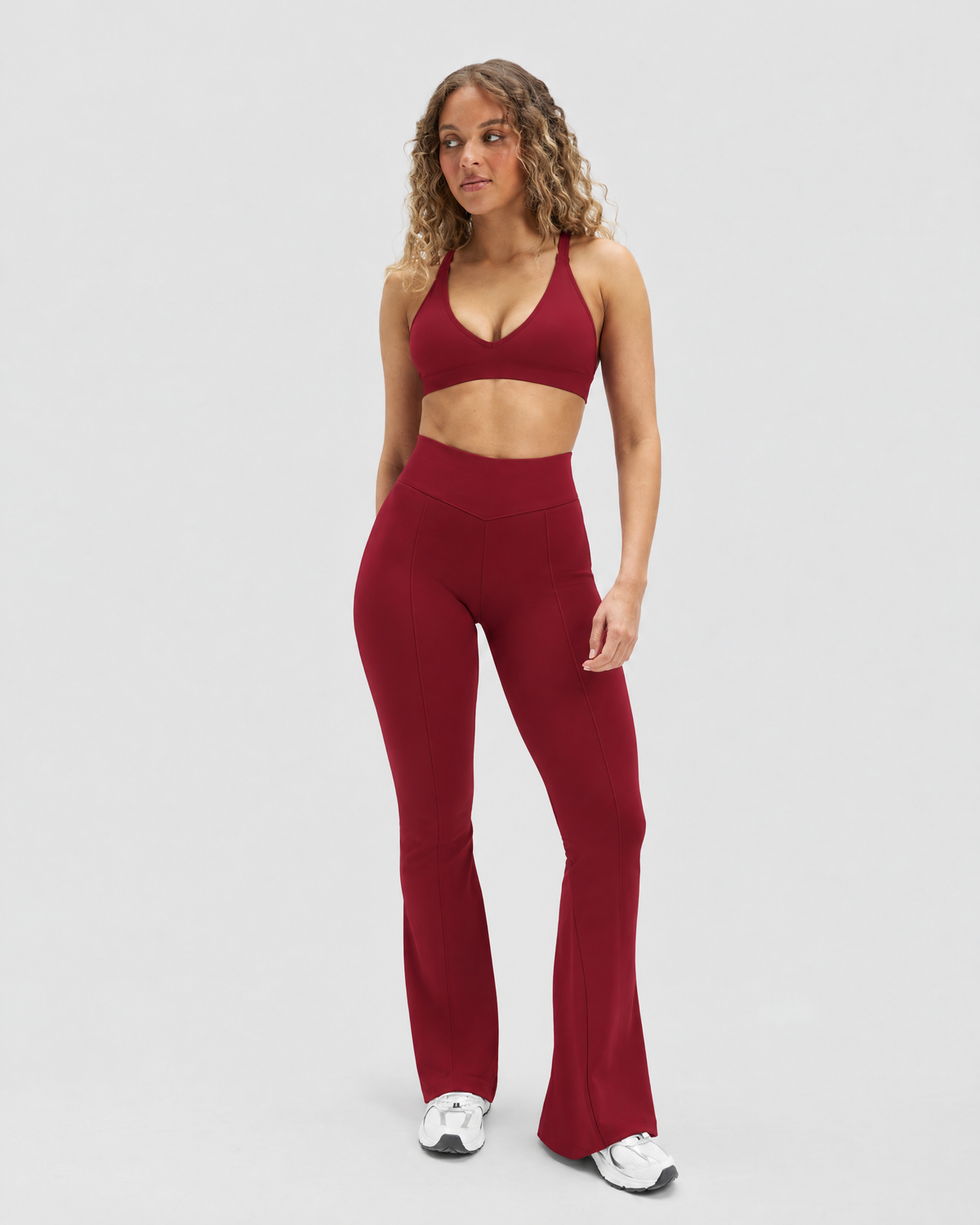 STRONGER Sculpt Flare Pants in Cherry