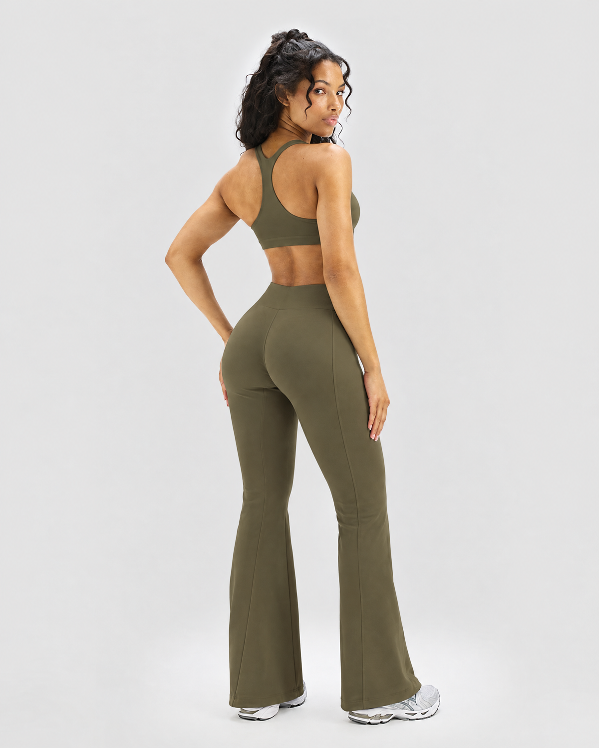 STRONGER Sculpt Flare Pants in Olive