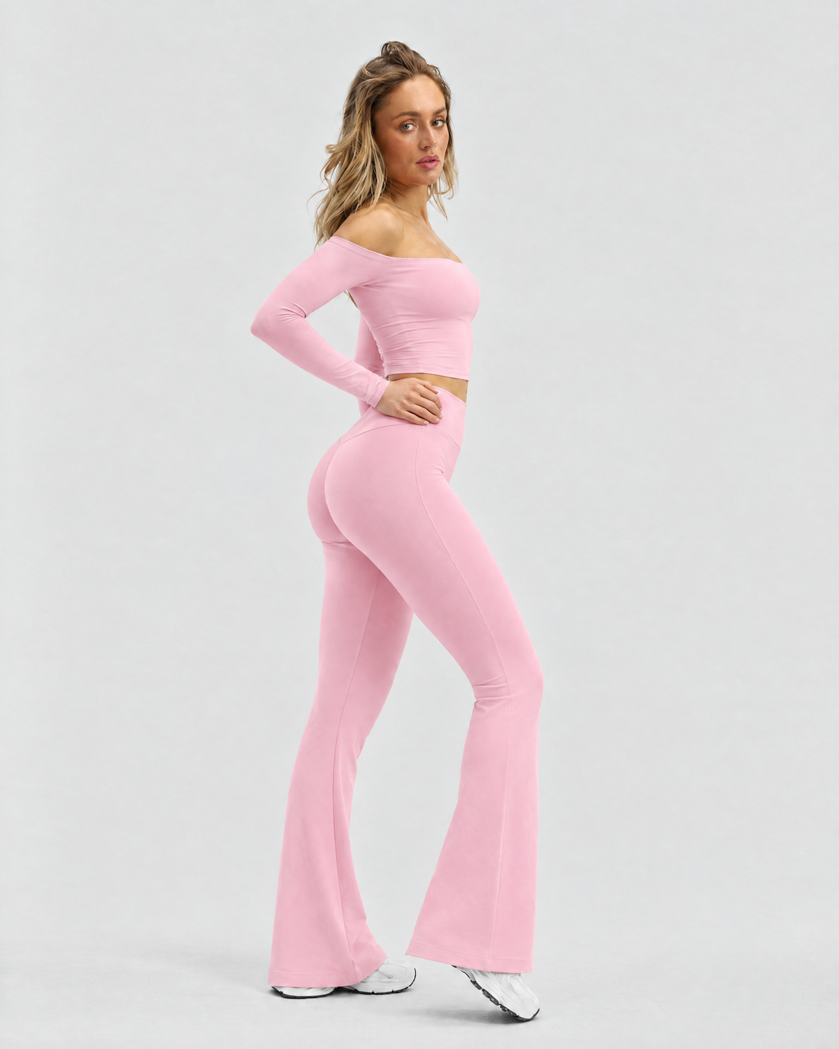 STRONGER Sculpt Off-Shoulder Set in Ballet Pink