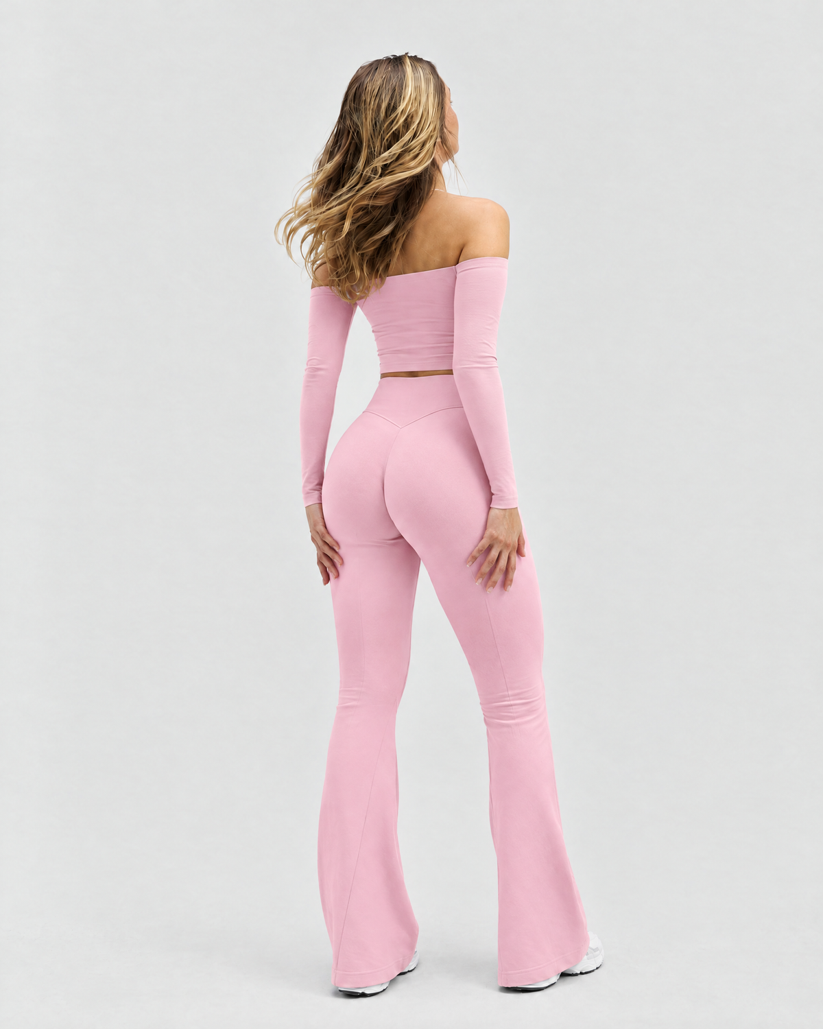 STRONGER Sculpt Off-Shoulder Set in Ballet Pink