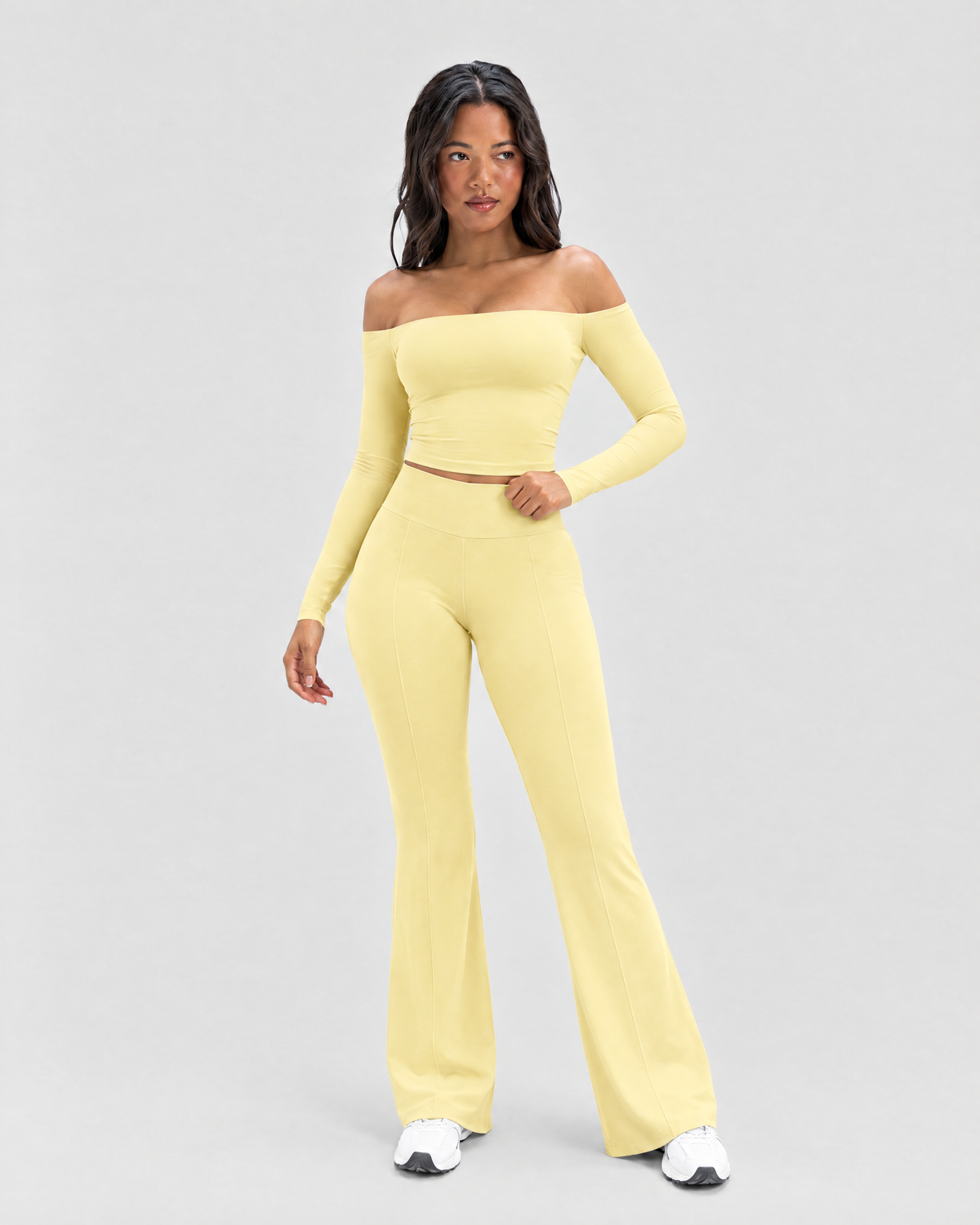STRONGER Sculpt Off-Shoulder Set in Butter