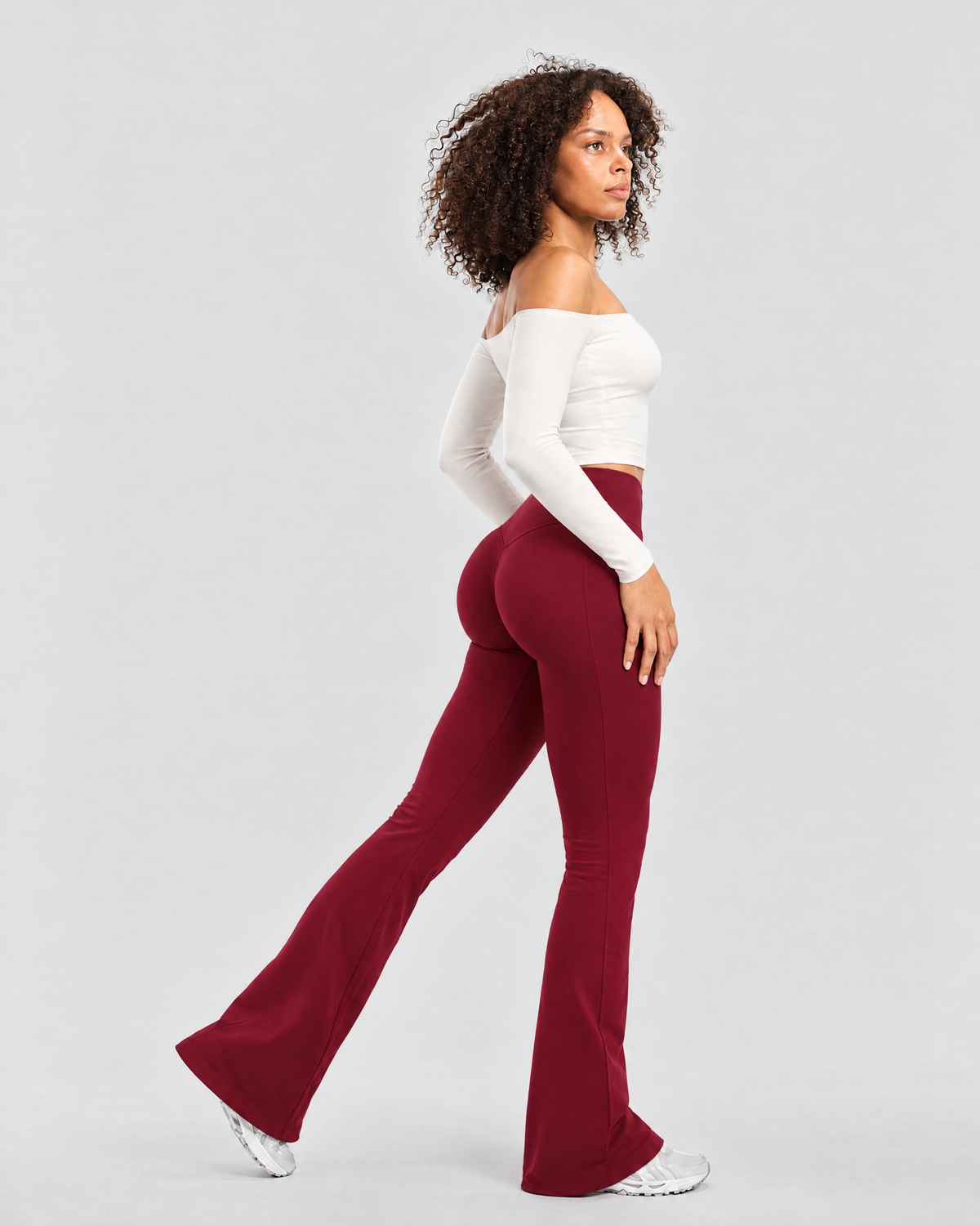 STRONGER Sculpt Off-Shoulder Set in Ivory & Cherry