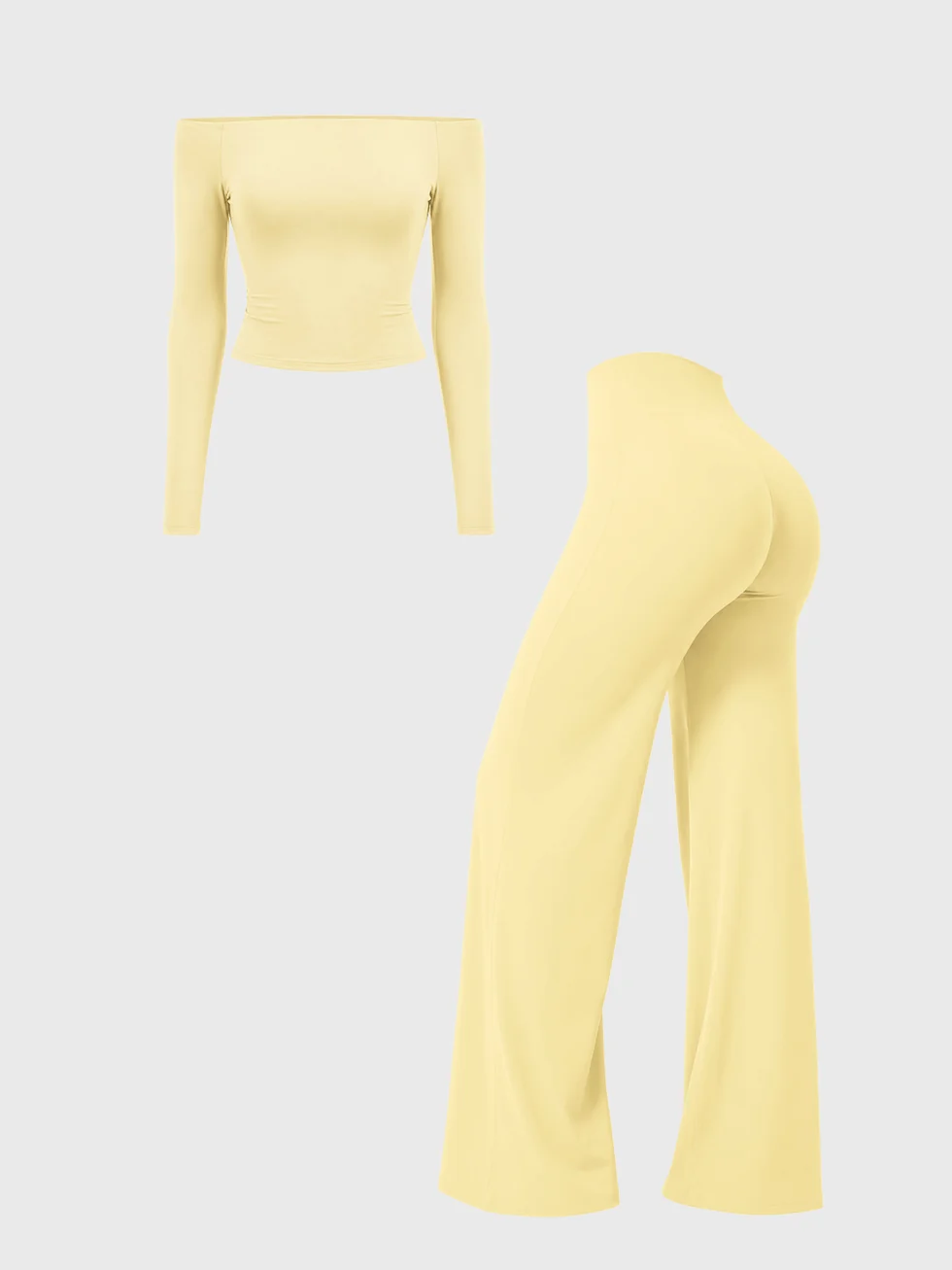 STRONGER Sculpt Off-Shoulder Set in Butter