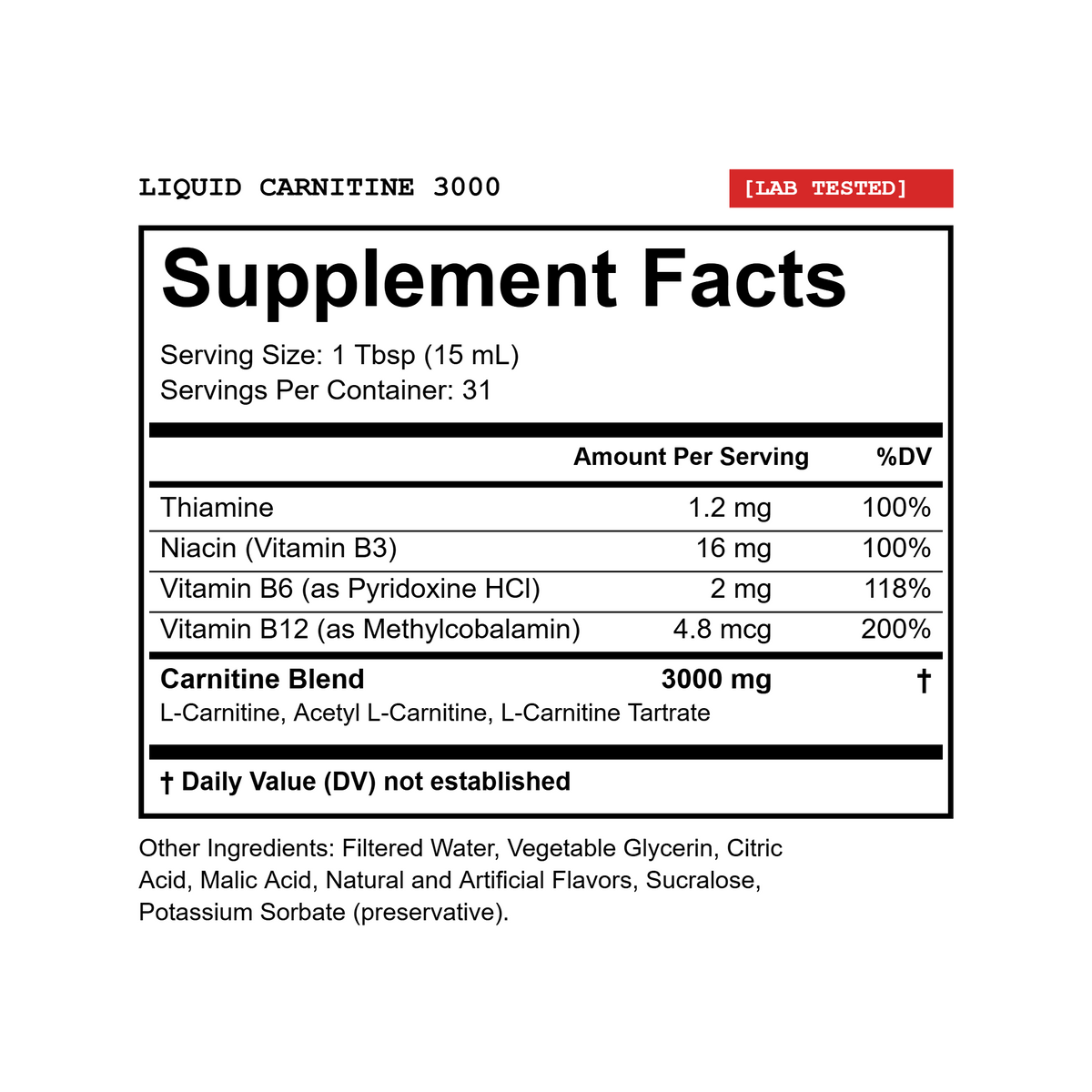 Liquid Carnitine 3000 Supplement Facts