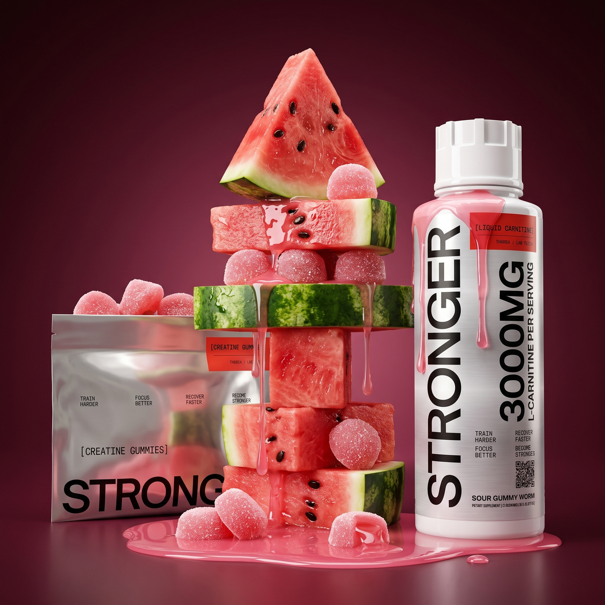 Watermelon Liquid Carnitine with watermelon creatine gummies