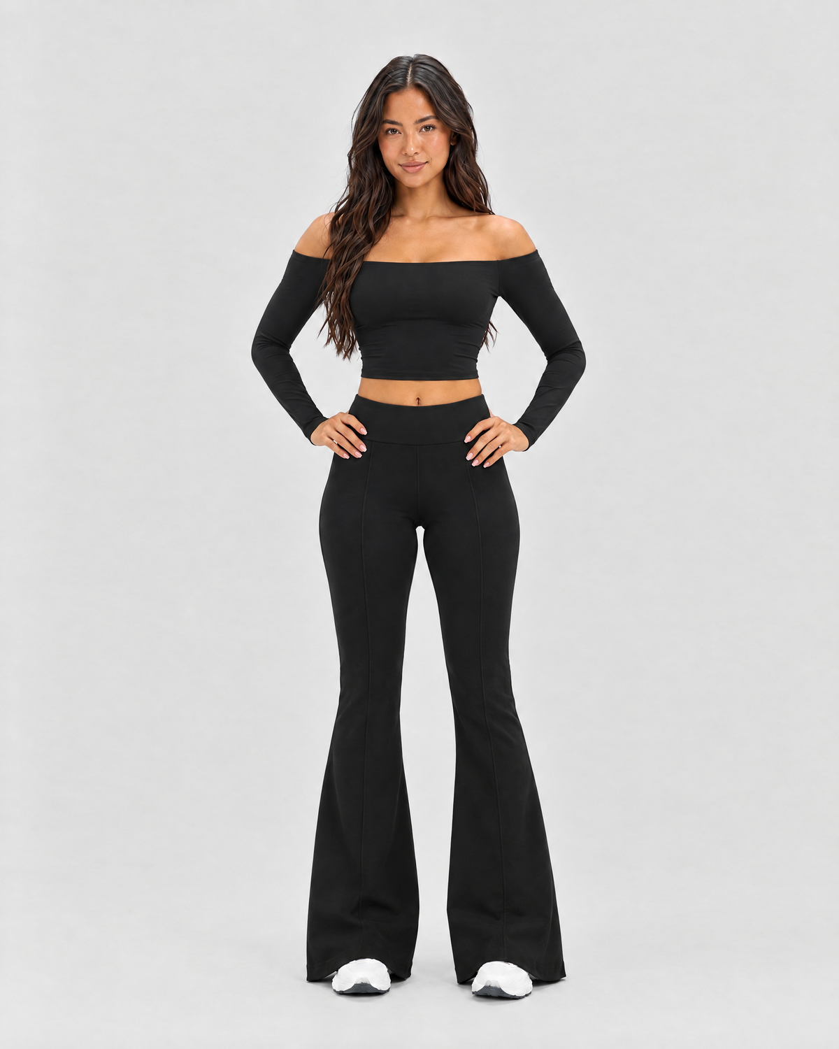 STRONGER Sculpt Off-Shoulder Set in Midnight