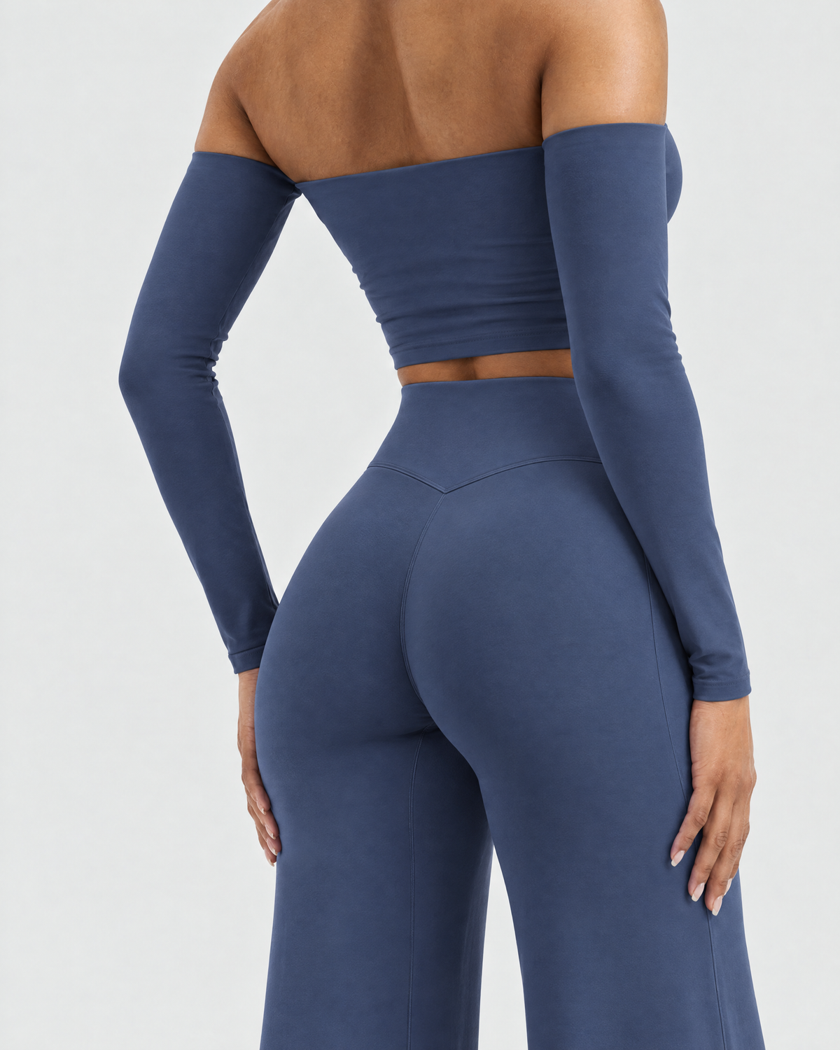 STRONGER Sculpt Off-Shoulder Set in Steel Blue