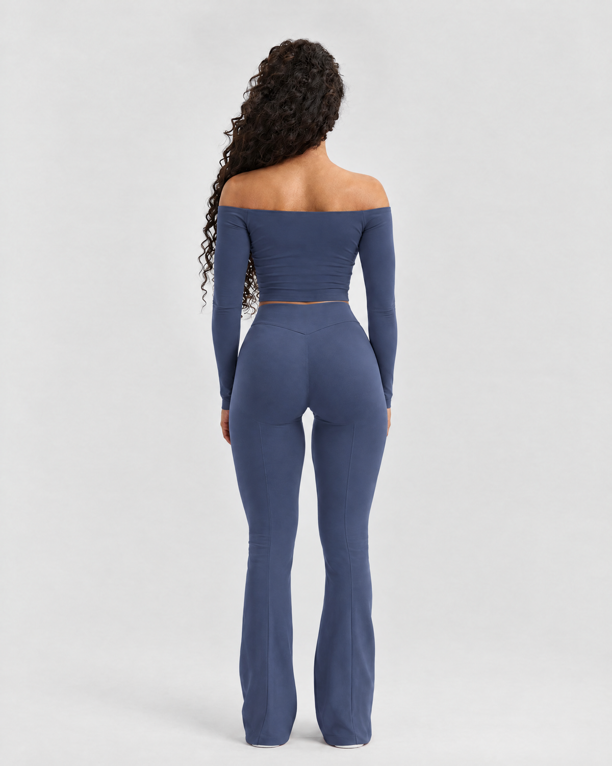 STRONGER Sculpt Off-Shoulder Set in Steel Blue