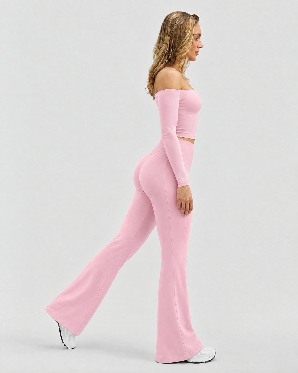 STRONGER Sculpt Off-Shoulder Set in Ballet Pink