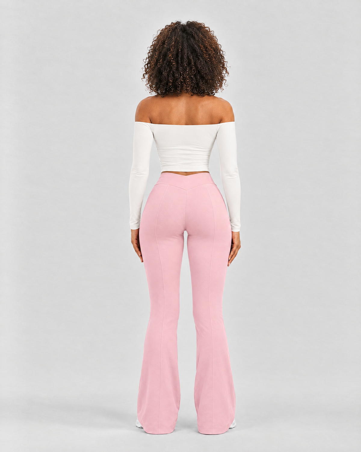 STRONGER Sculpt Off-Shoulder Set in Ivory & Pink