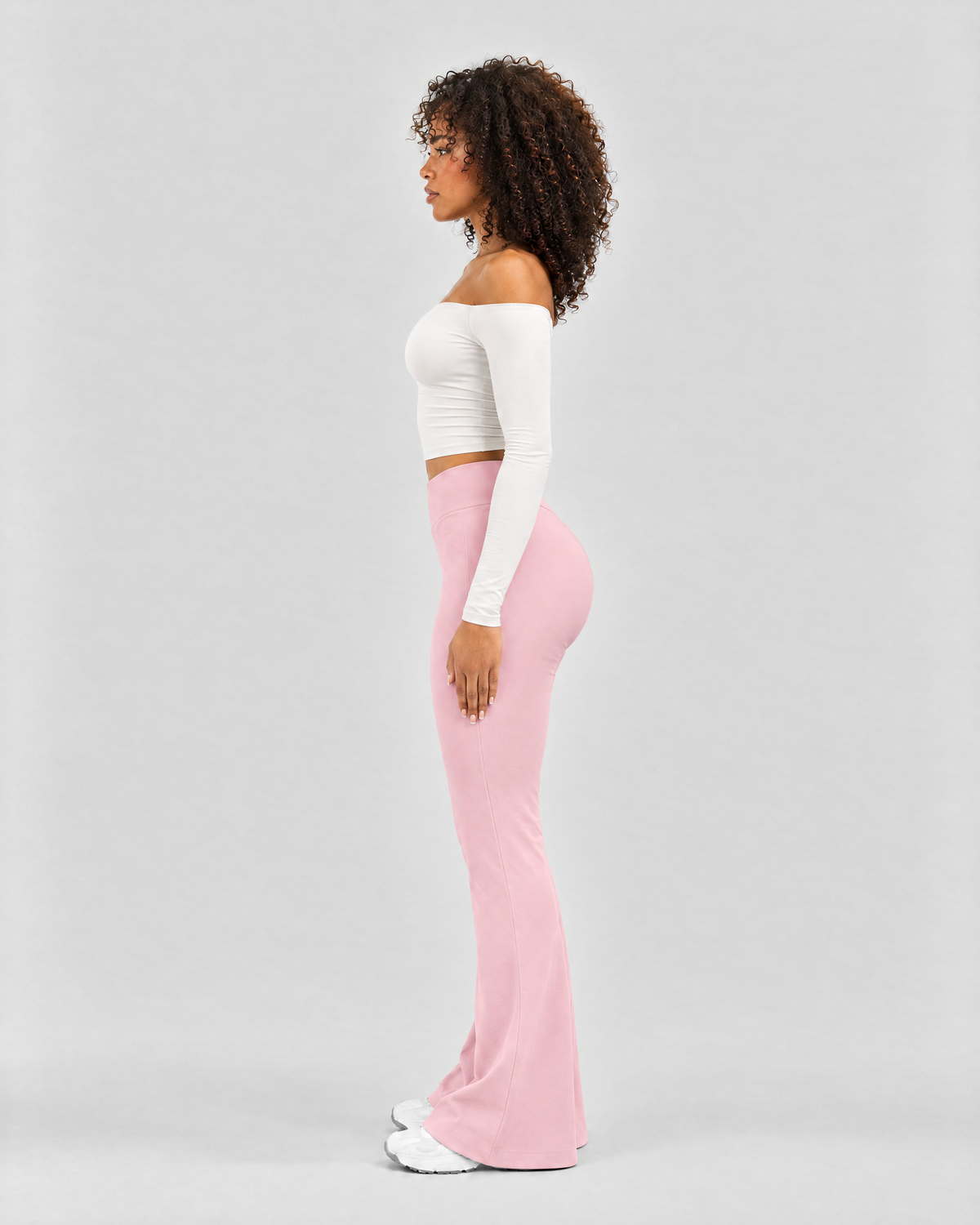 STRONGER Sculpt Off-Shoulder Set in Ivory & Pink