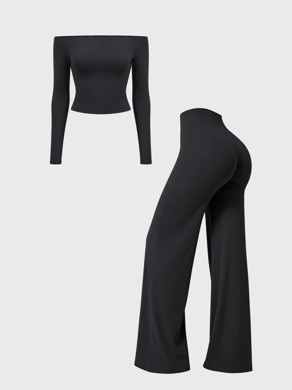 STRONGER Sculpt Off-Shoulder Set in Midnight